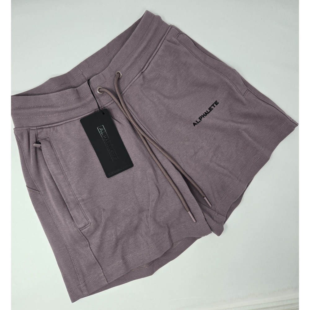 Alphalete Shorts Women's S Essential Core Athletic Drawstring Purple Zipper Pkt